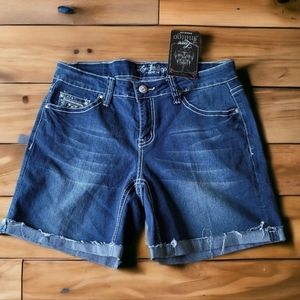 Girls SZ14 Love Indigo blue denim 5-pocket short